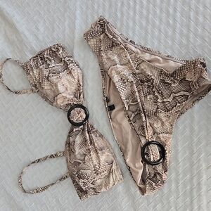 White House Black Market Snakeskin Bikini Set with Ring Detail Mob Wife